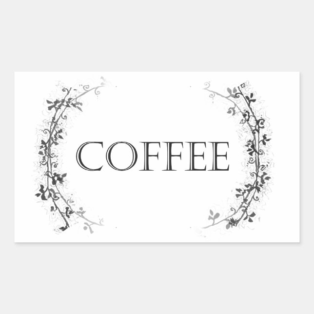 Classic Vine Design Coffee Jar Labels Stickers (Front)