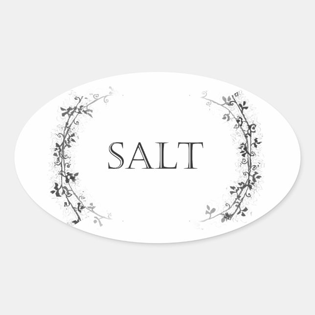 Classic Vine Design Salt Container Labels Stickers (Front)