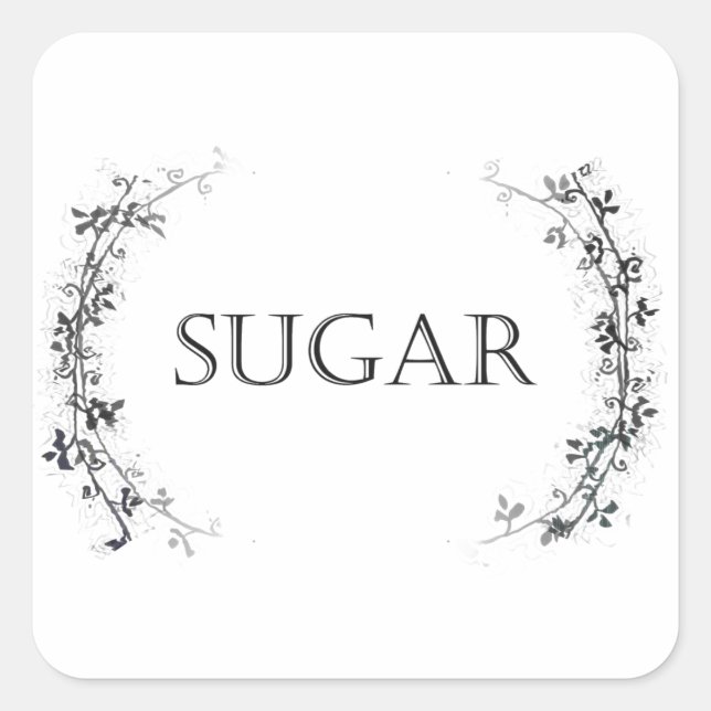 Classic Vine Design Sugar Jar Labels Stickers (Front)