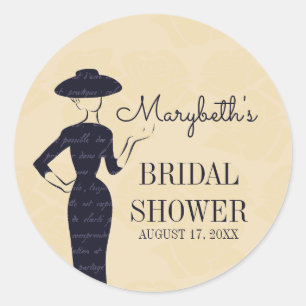 Classic Vintage 50's Fashion Bridal Shower Sticker
