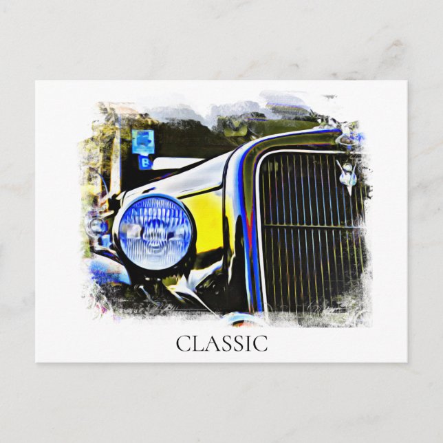 *~* Classic Vintage Antique Painting Strong Car Postcard (Front)