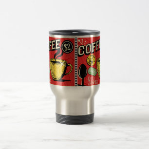 Classic vintage art in rustic style Coffee Red Travel Mug