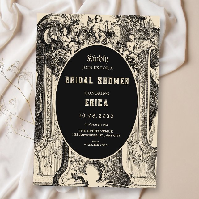 Classic vintage artistic angel bridal shower invitation (Creator Uploaded)