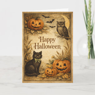 Classic Vintage Autumn Harvest Halloween Card