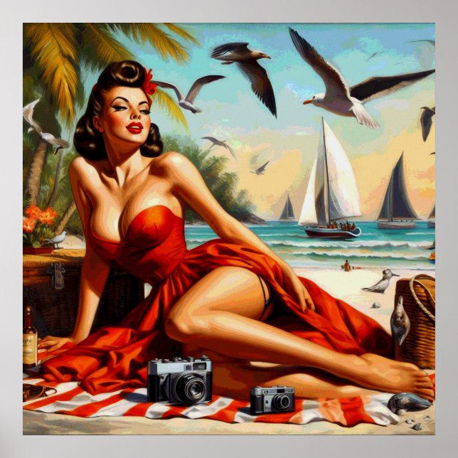 Classic Vintage Beauty Pinup Poster (Front)