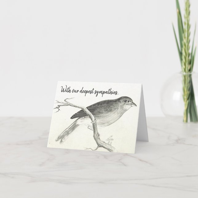 Classic, Vintage, Bird Sympathy Card (Front)