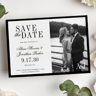 Classic vintage black and white photo wedding  save the date
