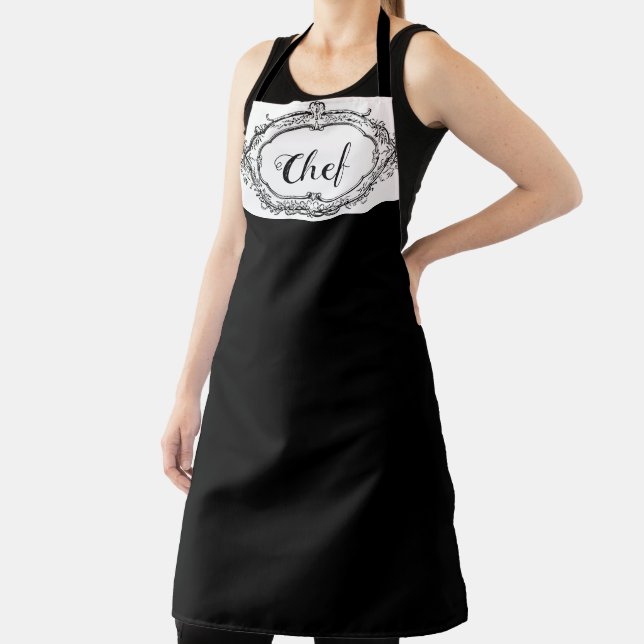 Classic Vintage Black & White Apron (Insitu)