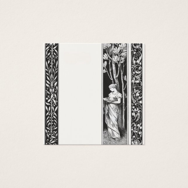 Classic vintage borders woman with book (Front)