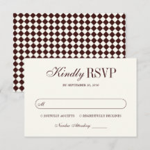Classic Vintage Burgundy Checkered Elegant Wedding