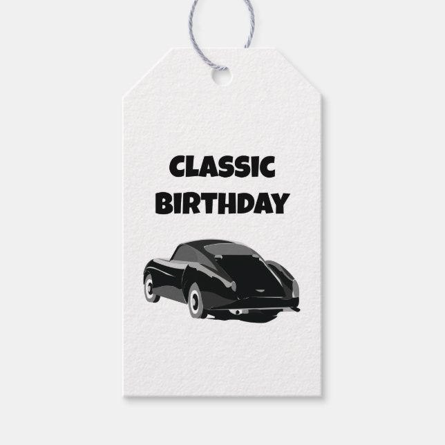 Classic Vintage Car Birthday Gift Tags (Front)