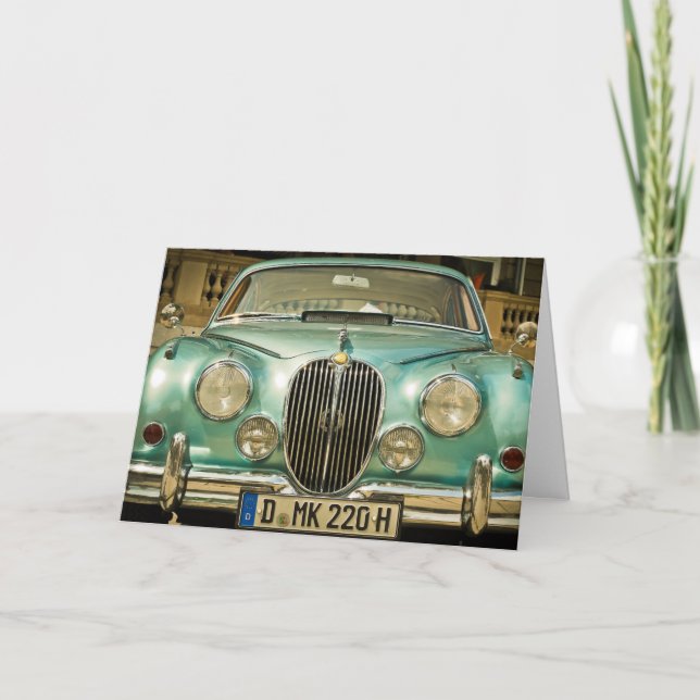 CLASSIC VINTAGE CAR, HAPPY BIRTHDAY GREETING CARD (Front)