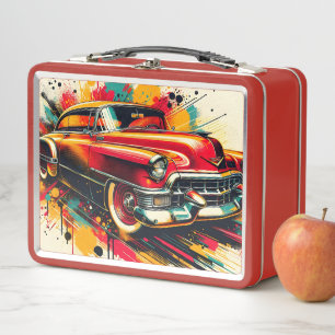 Classic Vintage Car Metal Lunch Box