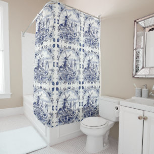 Classic Vintage Chic Dutch Windmill Delft Blue