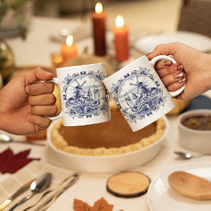 Classic Vintage Chic Dutch Windmill Delft Blue Coffee Mug