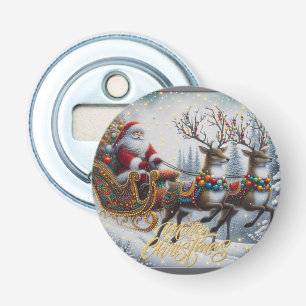 Classic/Vintage Christmas Santa & reindeer  Bottle Opener