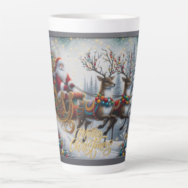 Classic/Vintage Christmas Santa & reindeer  Latte Mug (Front)