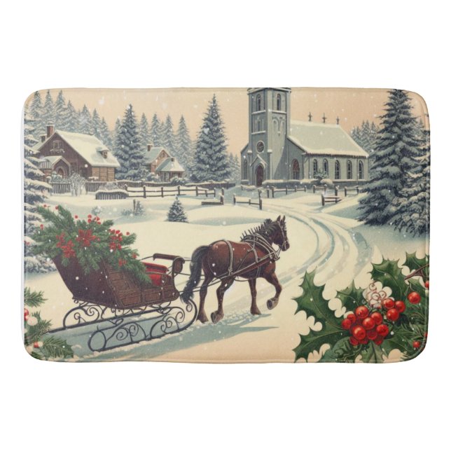 Classic/Vintage Christmas scene  Bath Mat (Front)