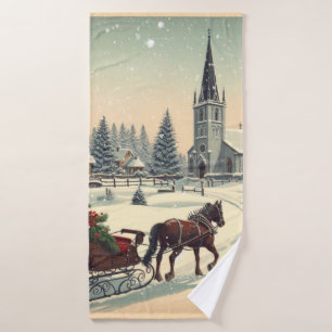 Classic/Vintage Christmas scene Bath Towel