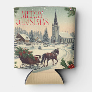 Classic/Vintage Christmas scene  Can Cooler