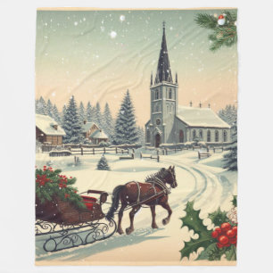 Classic/Vintage Christmas scene  Fleece Blanket