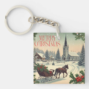 Classic/Vintage Christmas scene  Keychain