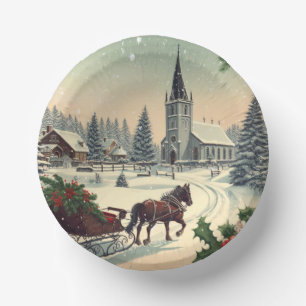 Classic/Vintage Christmas scene  Paper Plate