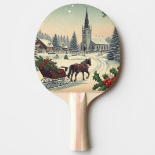 Classic/Vintage Christmas scene  Ping Pong Paddle