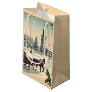Classic/Vintage Christmas scene Small Gift Bag