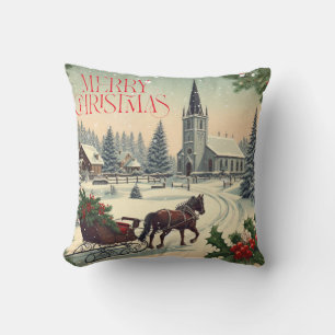 Classic/Vintage Christmas scene Throw Pillow