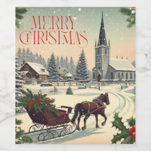 Classic/Vintage Christmas scene  Wine Label