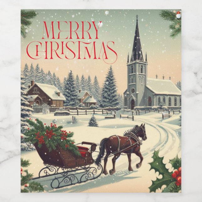 Classic/Vintage Christmas scene  Wine Label (Single Label)