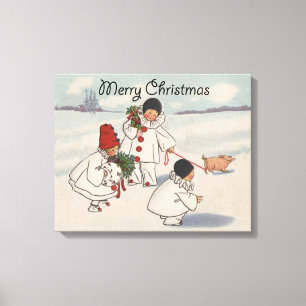 Classic Vintage Christmas Snow Child Canvas Print