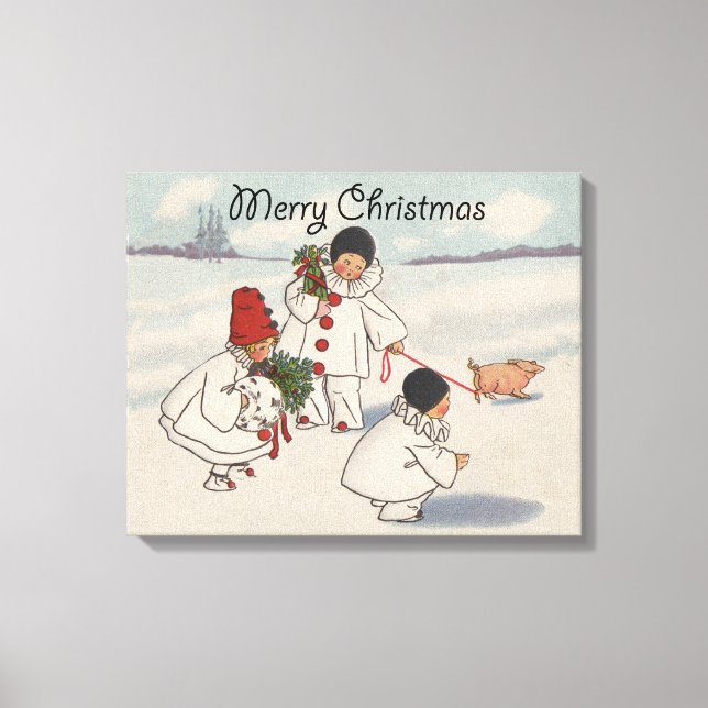 Classic Vintage Christmas Snow Child Canvas Print (Front)