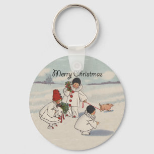 Classic Vintage Christmas Snow Child Keychain