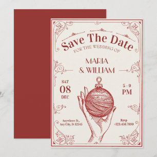 Classic Vintage christmas wedding Save The Date