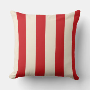 Classic Vintage Circus Tent Red and Cream Stripes Throw Pillow