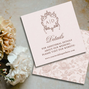 Classic Vintage Crest Wedding Details Website Enclosure Card