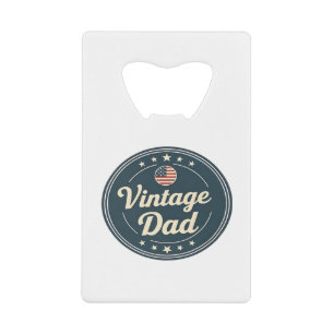 Classic Vintage Dad Retro Badge Stars & Stripes Credit Card Bottle Opener