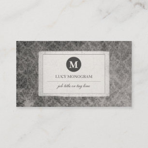 Classic Vintage Damask Monogram (Grey Pearl) Business Card