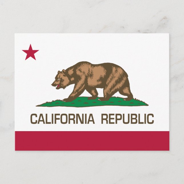 Classic Vintage Etching California Bear Postcard (Front)