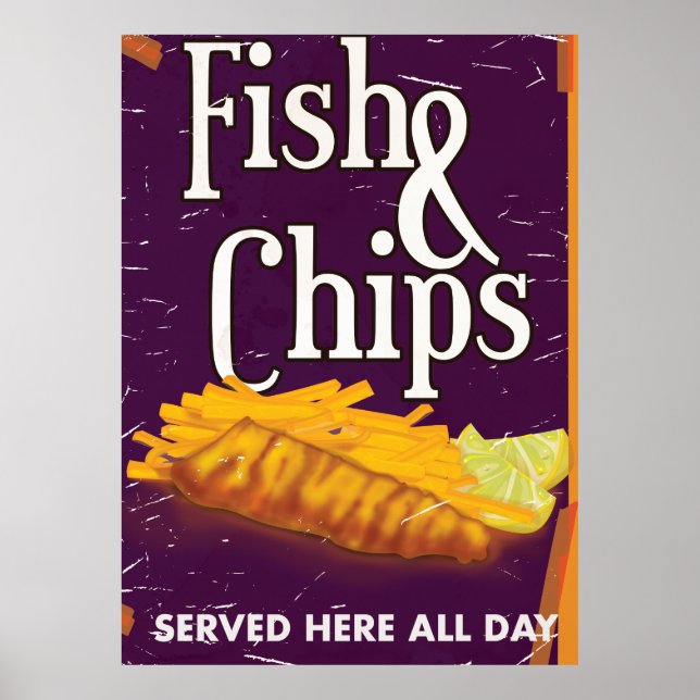 Classic Vintage Fish and chips Poster (Front)