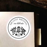 Classic Vintage Floral Name Ex Libris Bookplate Classic Round Sticker<br><div class="desc">Classic Vintage Floral Name Ex Libris Bookplate Sticker. Featuring a round border around your name curved over "ex libris" in chic script font with a vintage floral detail below.</div>
