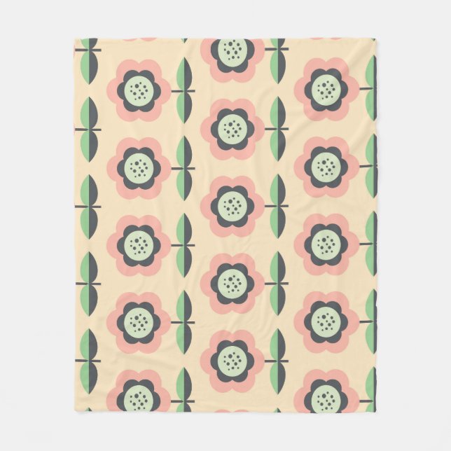 Classic Vintage: Floral Seamless Design Fleece Blanket (Front)