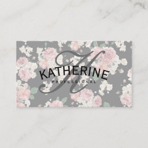 Classic Vintage Flower Pattern with Arc Text Business Card