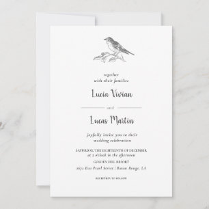 Classic Vintage Forest Bird Wedding Invitation