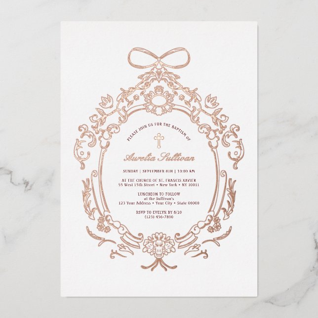 Classic Vintage Frame Baptism Rose Gold (Front)