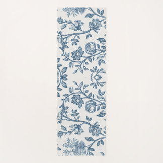 Classic Vintage French Engraved Floral Toile-Blue Yoga Mat