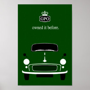 Classic vintage green Morris Minor car Poster
