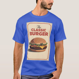 Classic Vintage Hamburger Print Retro Style girl T-Shirt